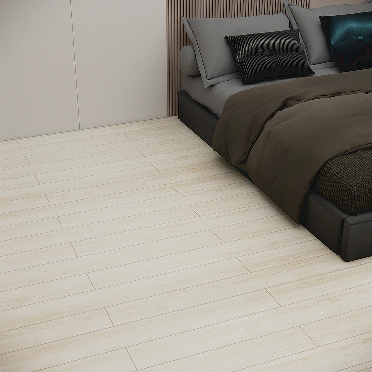 revêtement sol moderne adhésif aspect bois gris clair beige facile installer résistant lusure imperméable