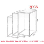 boîtes rangement transparentes grandes capacités poignées divers objets figurines collections livres minimalistes