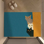 tapis sol antidérapant orange blanc moderne chat motifs géométriques