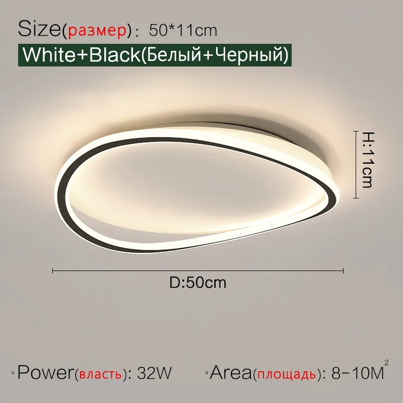 Luminaire LED moderne blanc ovale anneau concentrique frosted minimaliste