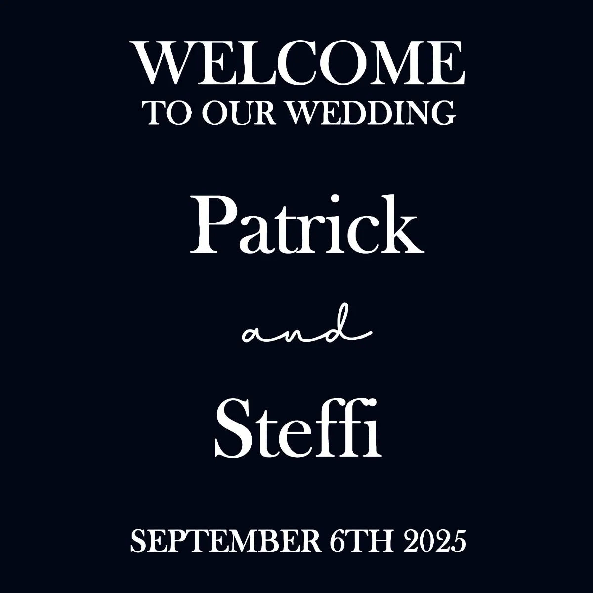 sticker personnalisable blanc noir lettrage classique miroir mariage texte opaqué 20cm 30cm 40cm 50cm