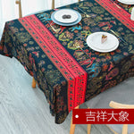 tapis lin ethnique motifs floraux géométriques bohème coloré table nappe