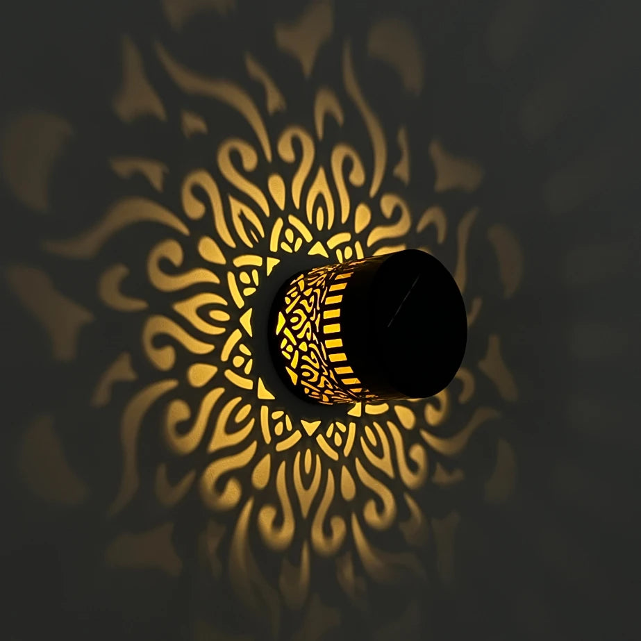 lanterne solaire murale décorative motifs floraux orientale adhésif vis Halloween lumière LED opaque