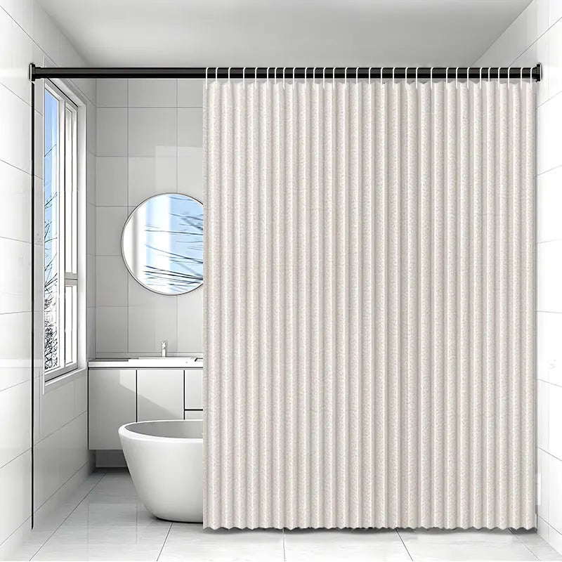 rideau douche gris moderne rayures verticales crochet minimaliste polyester opaque 100x180cm