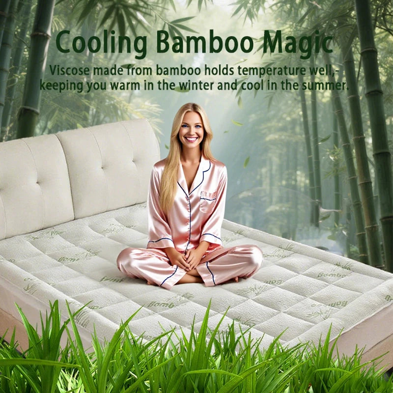surmatelas blanc doux rayures bambou non slip 21 éponge quatre saisons polyester