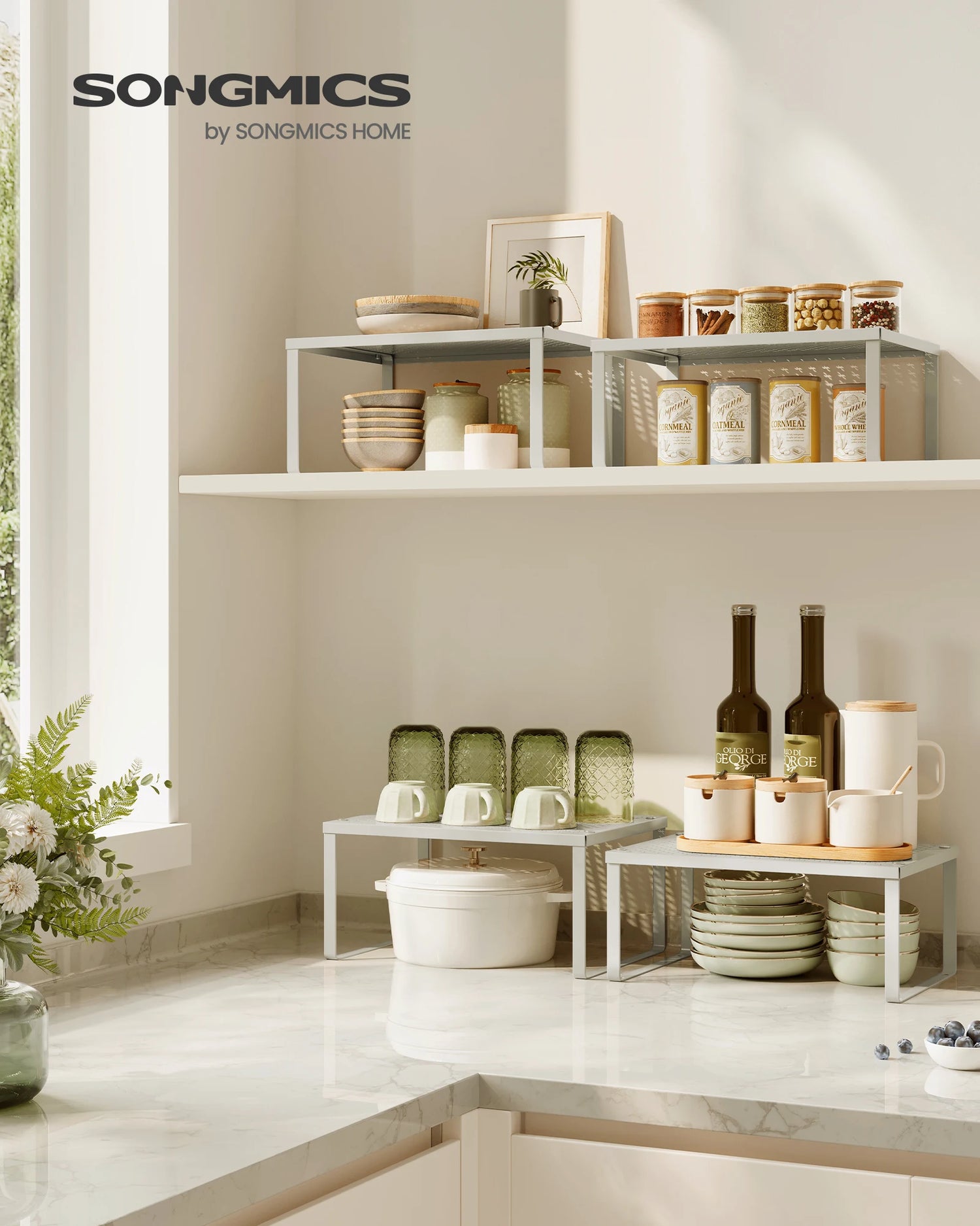 Porte-épices lot de 2 étagère cuisine métal design perforé