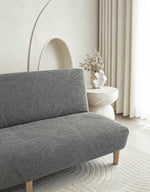 housse canapé lit couverture polyester feuilles palmier moderne gris opaque lavable machine