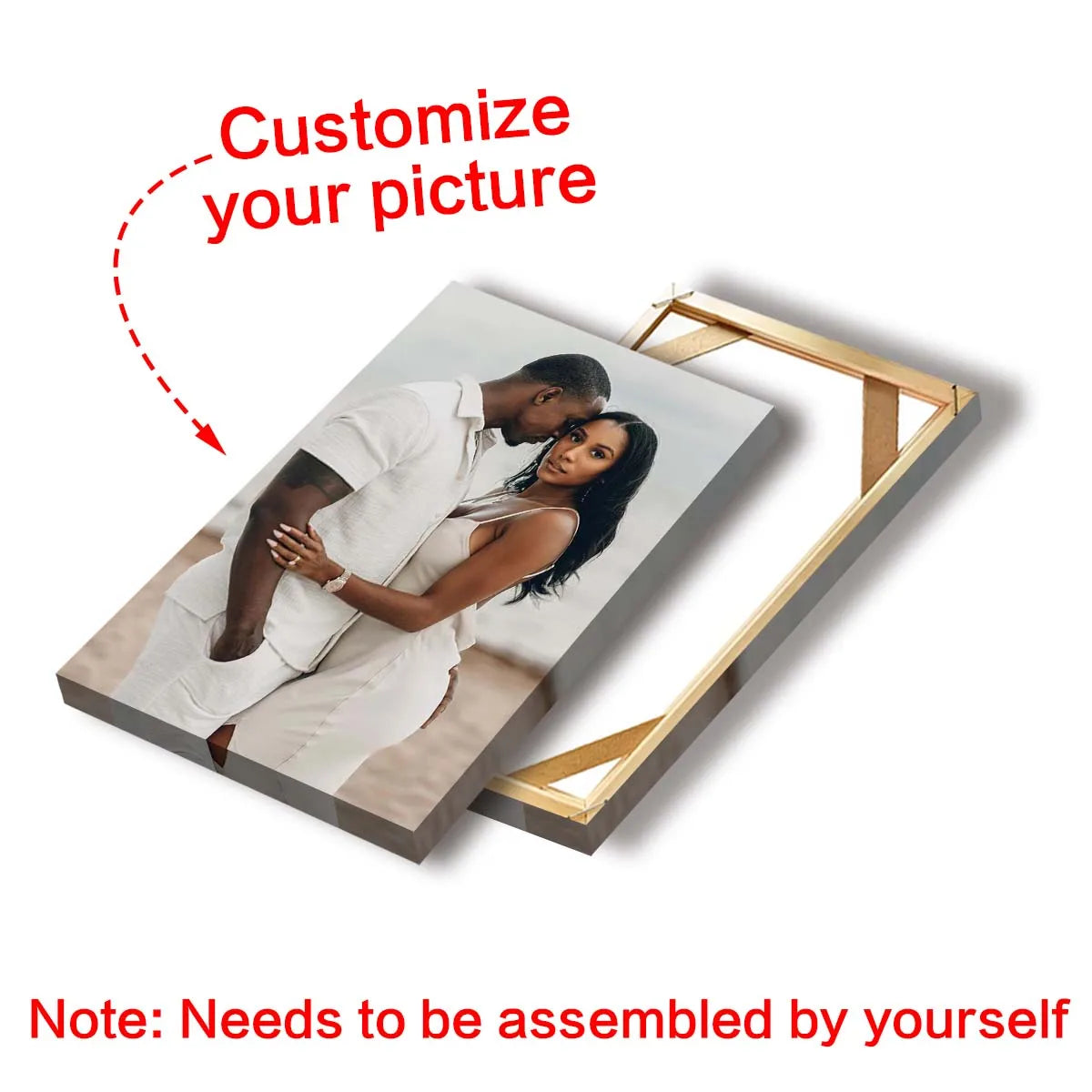 toile d'art moderne photo famille blanc noir cadre bois clips 20x30cm 30x40cm 40x50cm 40x60cm
