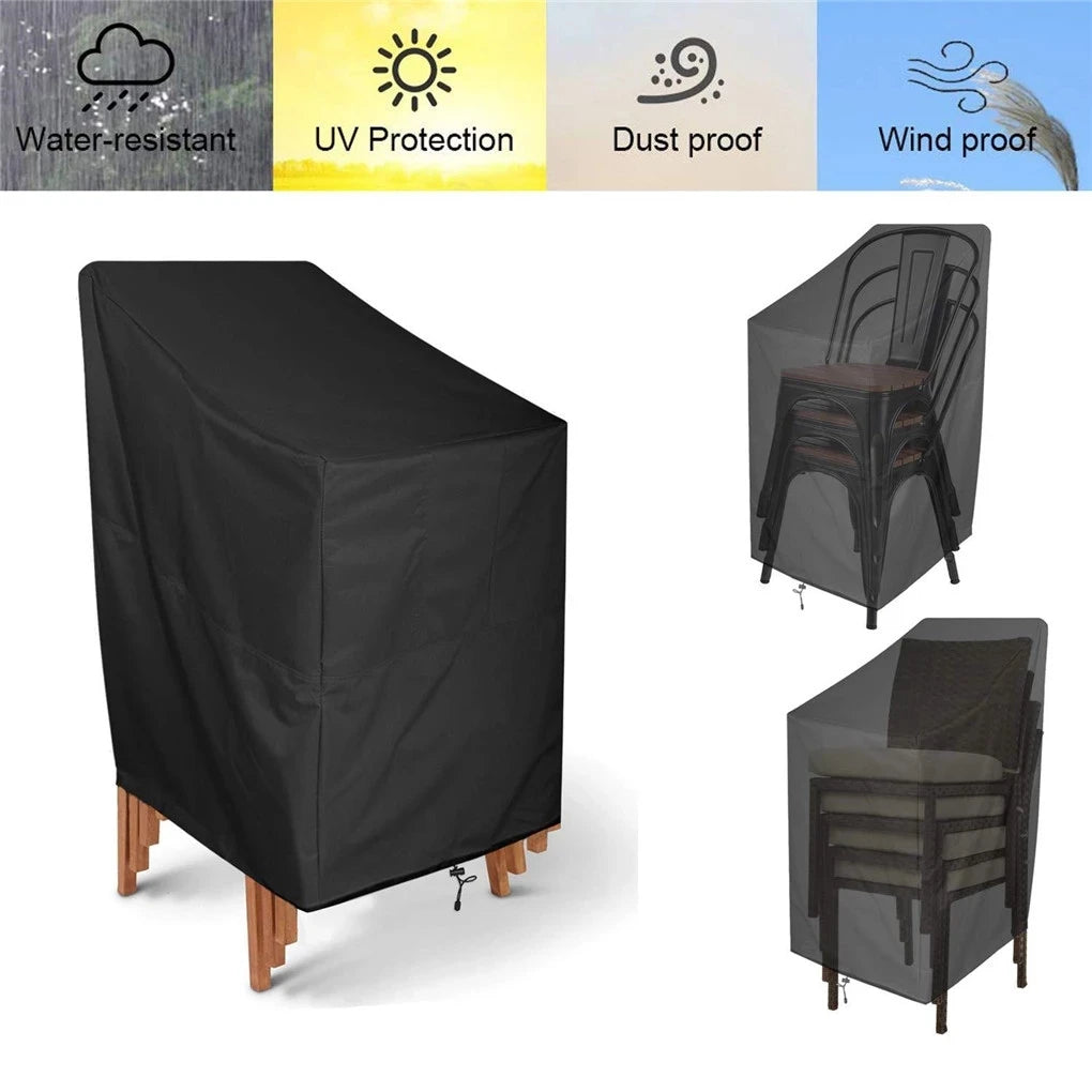 housse protection chaise noire moderne coton polyester cordons serrage sac rangement poignées rembourréespaque