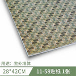 plaque décorative moderne adhésive bâtiments pierre brique granite vert gris marron opaques 28x42cm