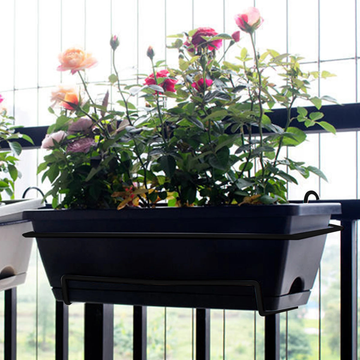 Bac fleurs suspendus moderne crochets métalliques vert foncé pot jardin