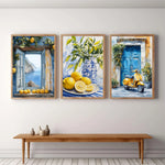 tableau multicolore paysage marin maison fleurs fruits moderne sans cadre toile impression chromatique