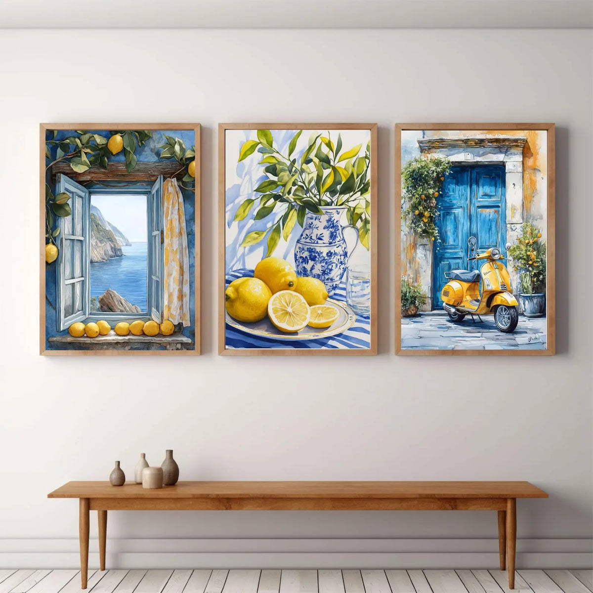 tableau multicolore paysage marin maison fleurs fruits moderne sans cadre toile impression chromatique