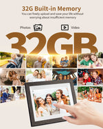 Cadre photo numérique écran tactile 1280x800 32Go Wi Fi résolution haute qualité bois minimalisteécran