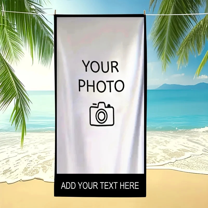 serviette plage microfibre rapide sèche imprimée photo personnelle blanc moderne absorption haute machine lavable