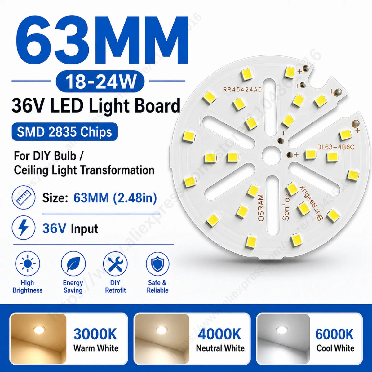 lot panneaux led ronds plafonnier rénovation blanc chaud froid montage