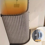 rideau douche pliable gris bleu rayures verticales clips magnétiques moderneétalement standard Polyester