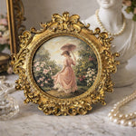Cadres photo ovales vintage ornaements floraux shabby chic decoratifs imprimés motifs roses vintage floral