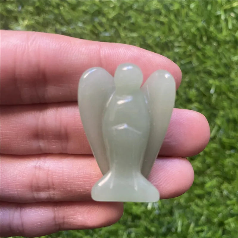 décoration maison statue ange gardien cristal naturel quartz rose améthyste opale jade ornement étagère