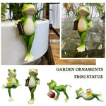 statuette grenouille verte humoristique transparente jardin balcon vertes blanches marron posant bouteille verre decorationextérieur
