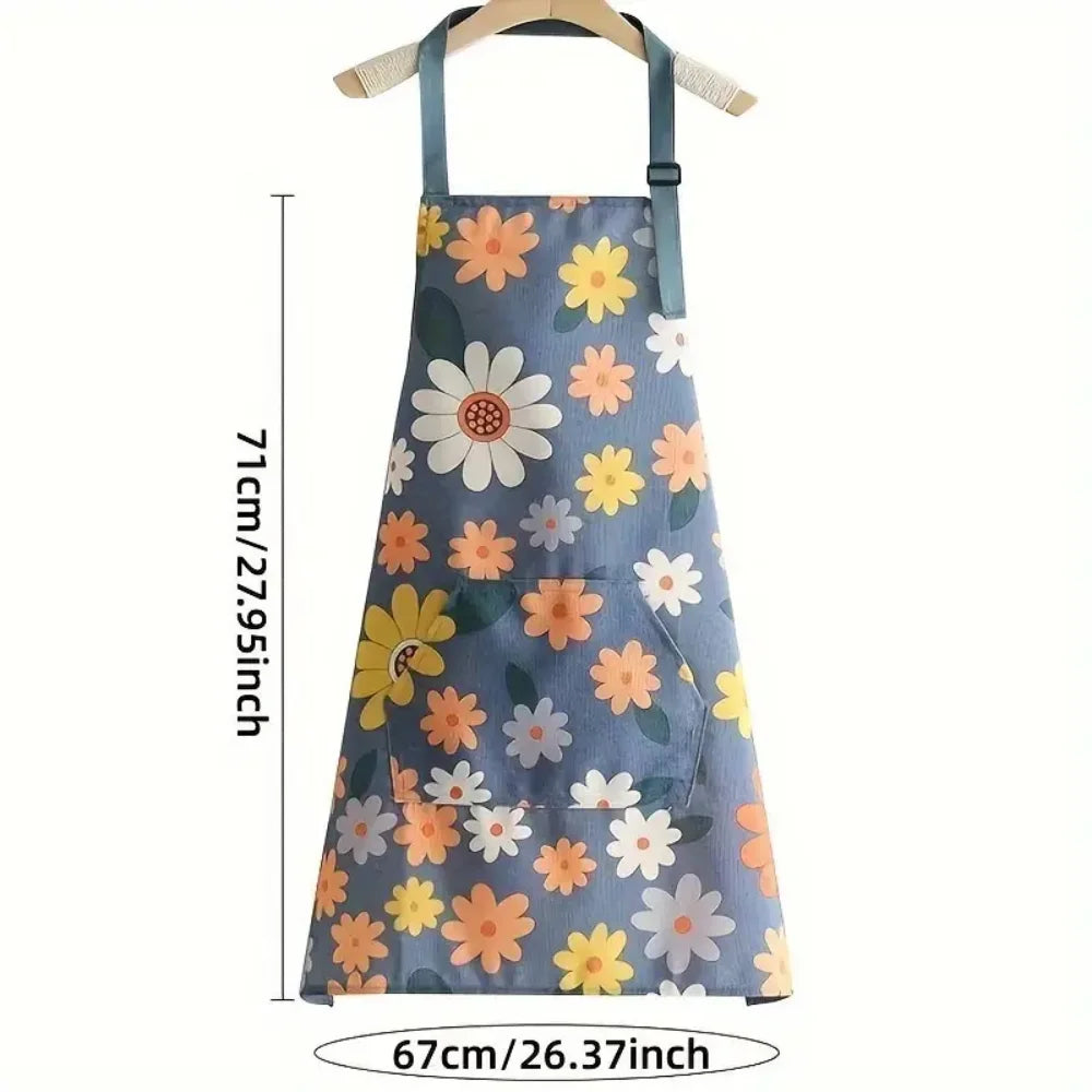 tablier cuisine imperméable fleurs colorées poche ajustable gris rose moderne
