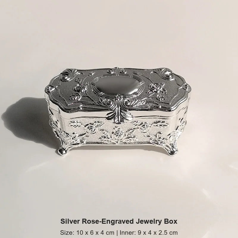 boîtes bijoux argentées émaillées art nouveau motifs floraux rangement cadeau vintage métal