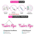 néon lumineux rouge vert texte stylé moderne décoration intérieure suspension kit vis prise usb