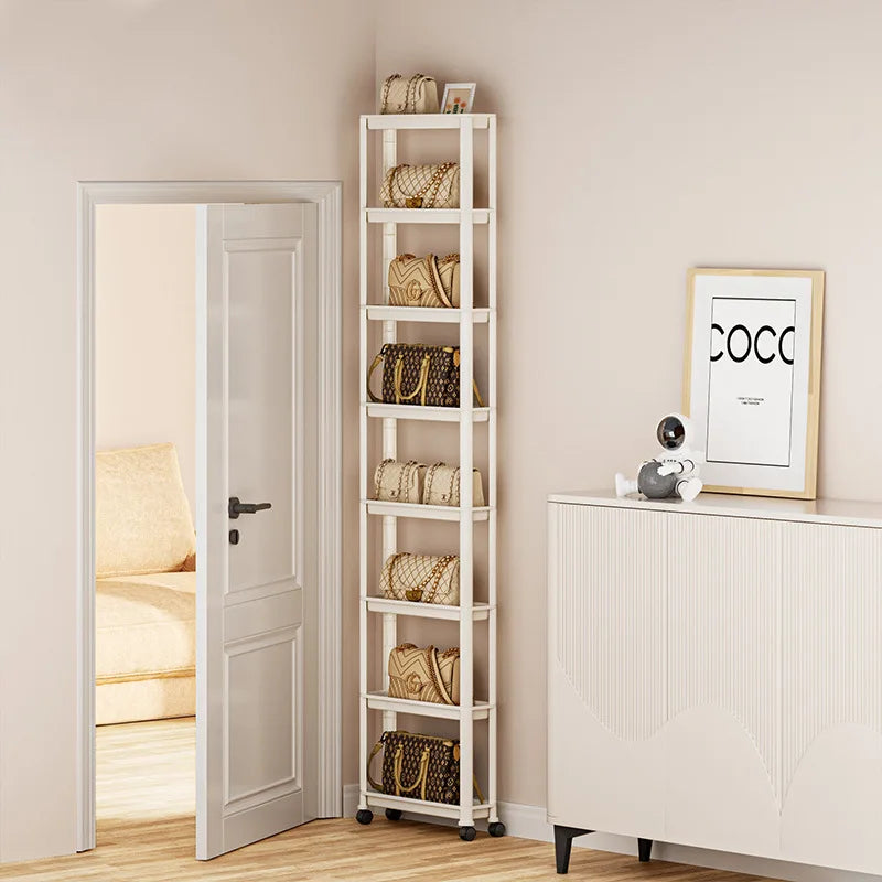 étagère mobile blanche trois plateaux moderne roulettes cuisine porte réfrigérateur