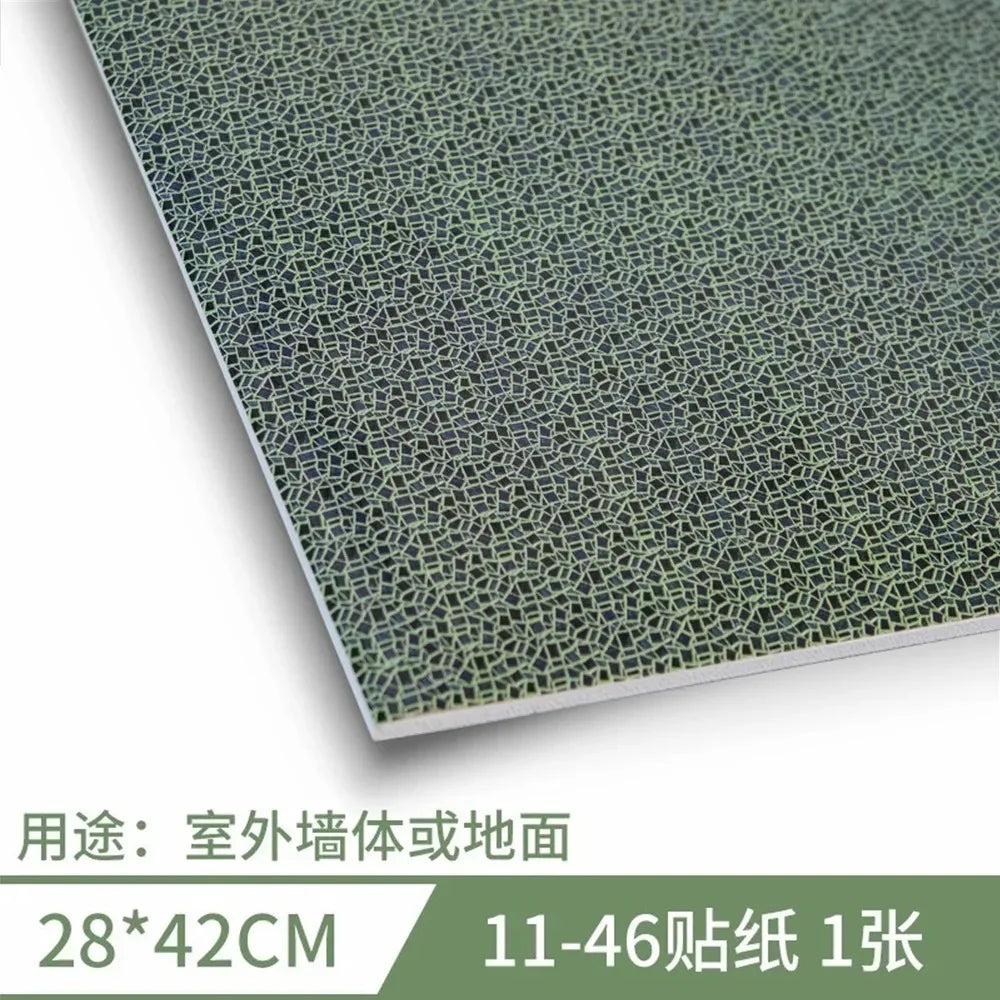 plaque décorative moderne adhésive bâtiments pierre brique granite vert gris marron opaques 28x42cm