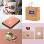 sticker personnalisable adhésif transparent moderne logo fruit flocon neige textes différentes couleurs jaune rose
