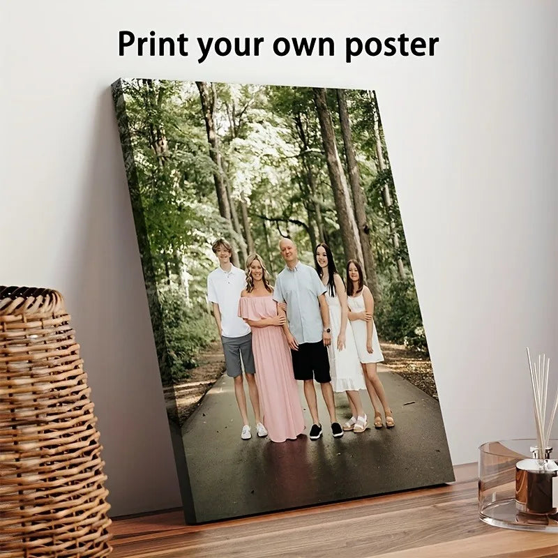peinture toile photo famille paysage forestier moderne cadre bois anniversaire mariage poster multicolore