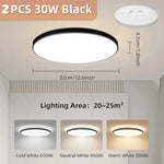 lampe led plafonnier blanc moderne 27cm diamètre 5cm épaisseur 18w 30w