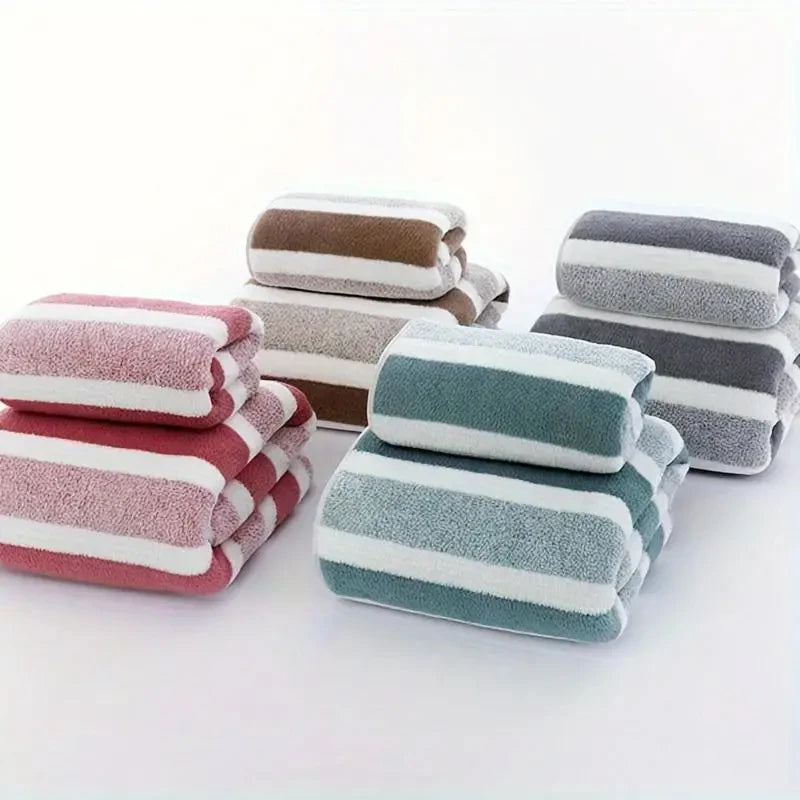 serviettes bain ultra douces super absorbantes séchage rapide rayures horizontales modernes gris blanc vert