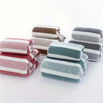 serviettes bain ultra douces super absorbantes séchage rapide rayures horizontales modernes gris blanc vert