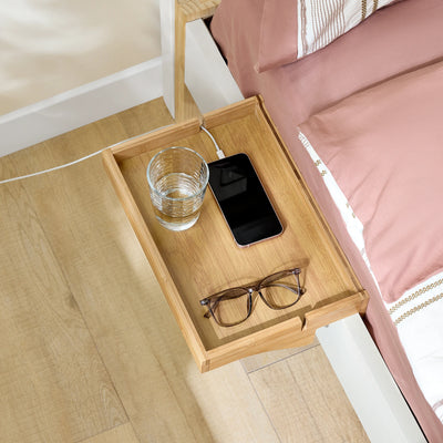 Table de chevet suspendue en bambou naturel avec étagère
