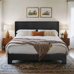 lit gris moderne tissu uni cadre assemblage matelas recommandé boîte springs adjustable headboard