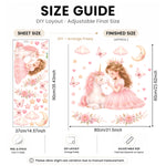 Stickers muraux princesse licorne rose blanc papillons coeurs fleurs nuages lune enfantin