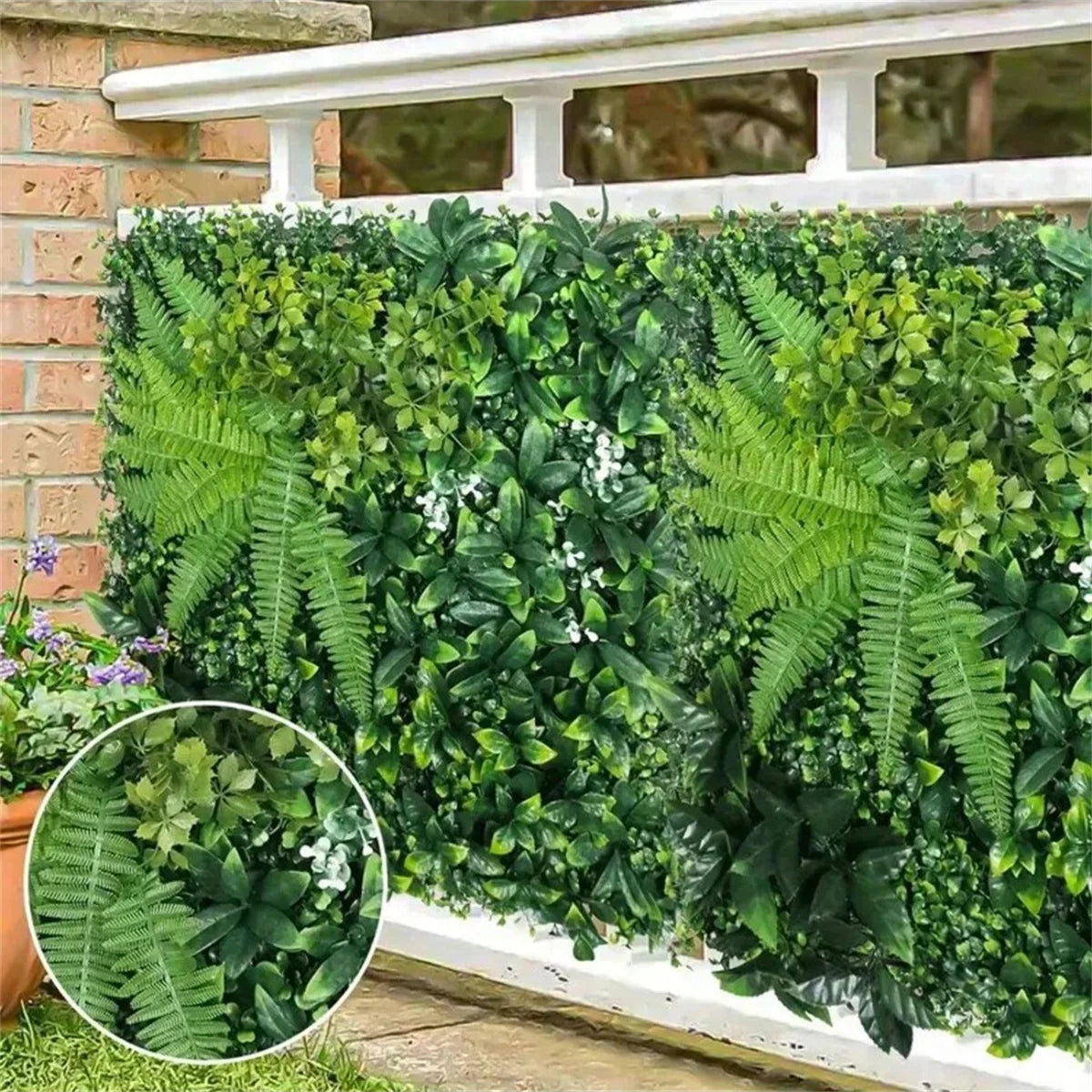 panneau végétal artificiel herbe feuilles fleurs moderne décoration extérieur opacité vert maison