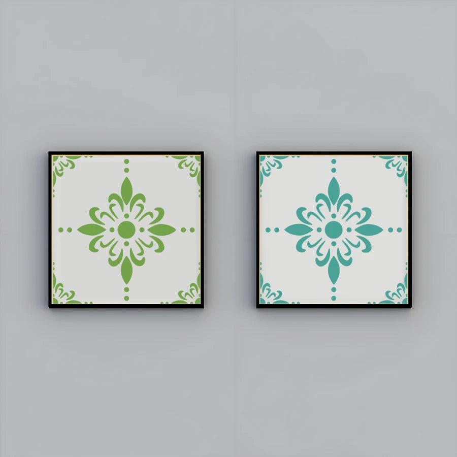 Stencil floral artisanal opacique adhésif pièces blanc détaillé peinture decoration murale