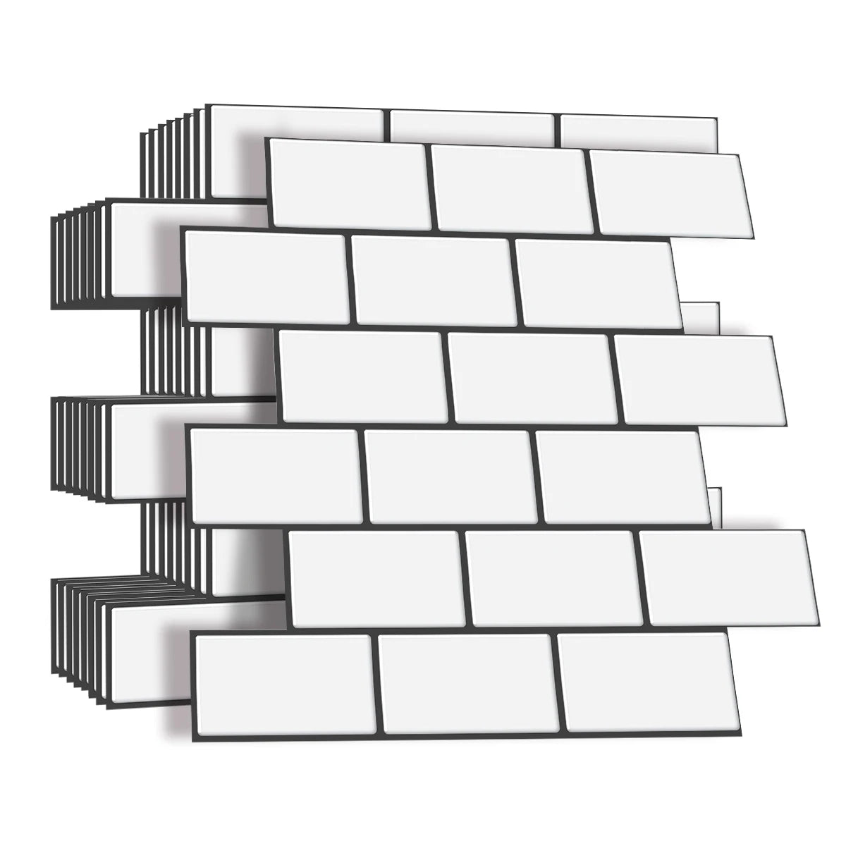 carrelage mural autocollant 3d brique blanc moderne résistant l'eau 10 feuilles