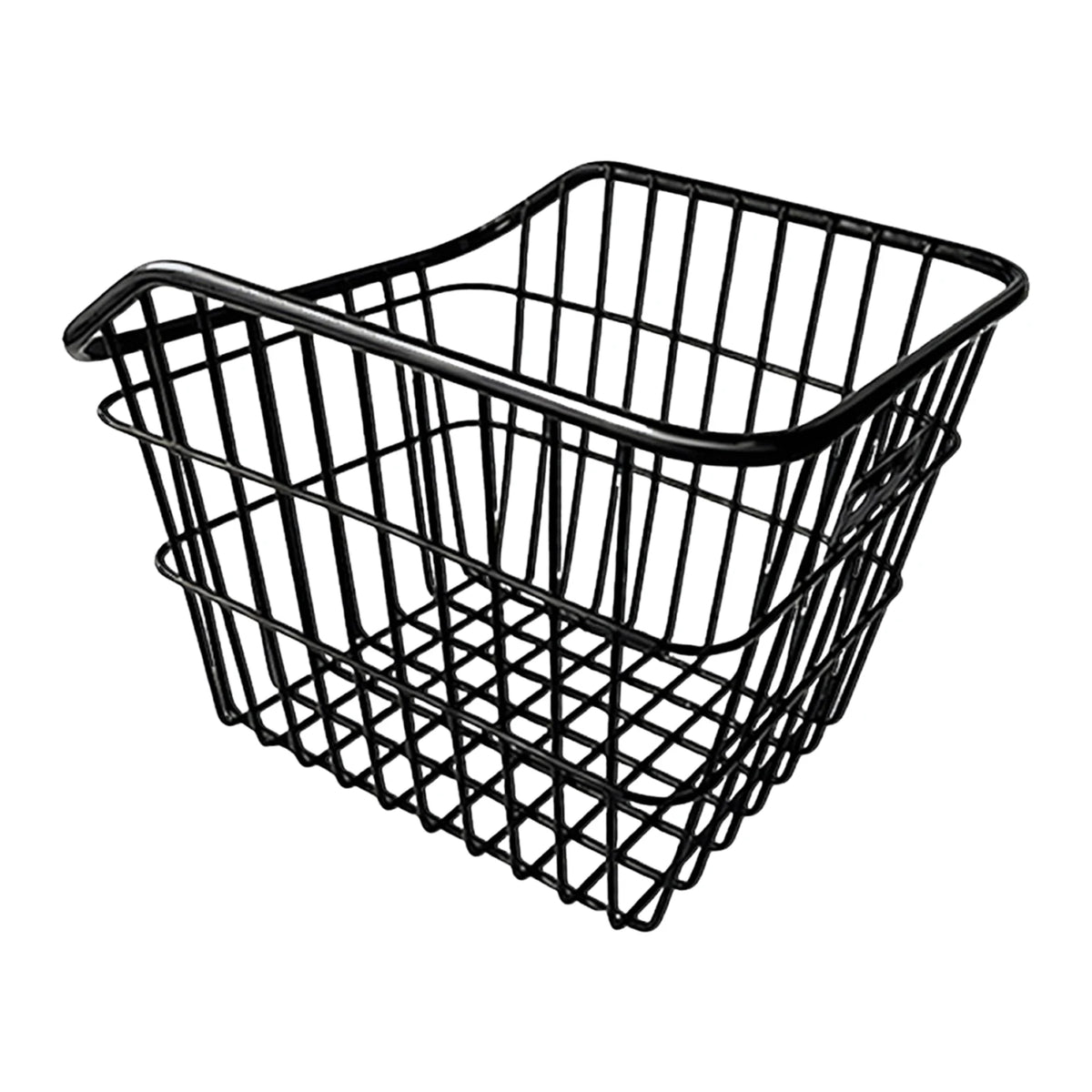 panier vélo noir maille métallique clips fixation poignée durable universel extérieur moderne
