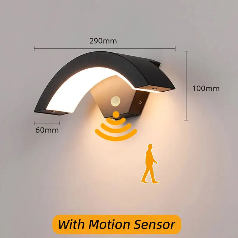 Eclairage maison applique murale led noir contemporaine ip65 motion sensor 18w 3000k 6000k