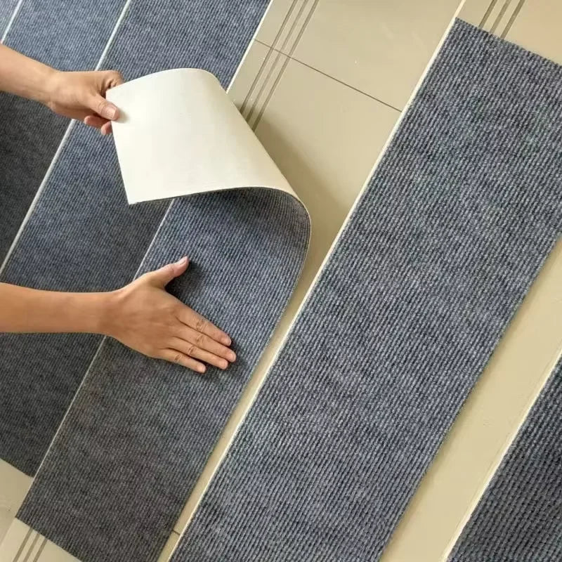 tapis marches escalier antidérapants moderne adhésif gris beige texturé absorbant 80x20cm