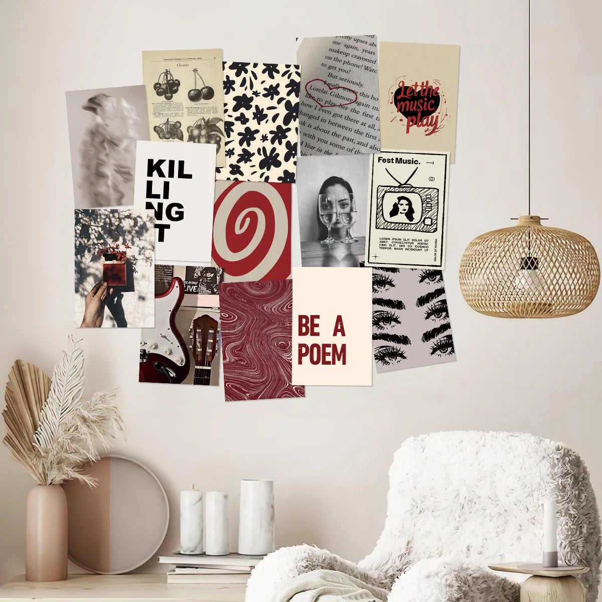 Cartes postales modernes abstraites 15x10cm kit collage chambre décoration vintage minimaliste floral geometrique