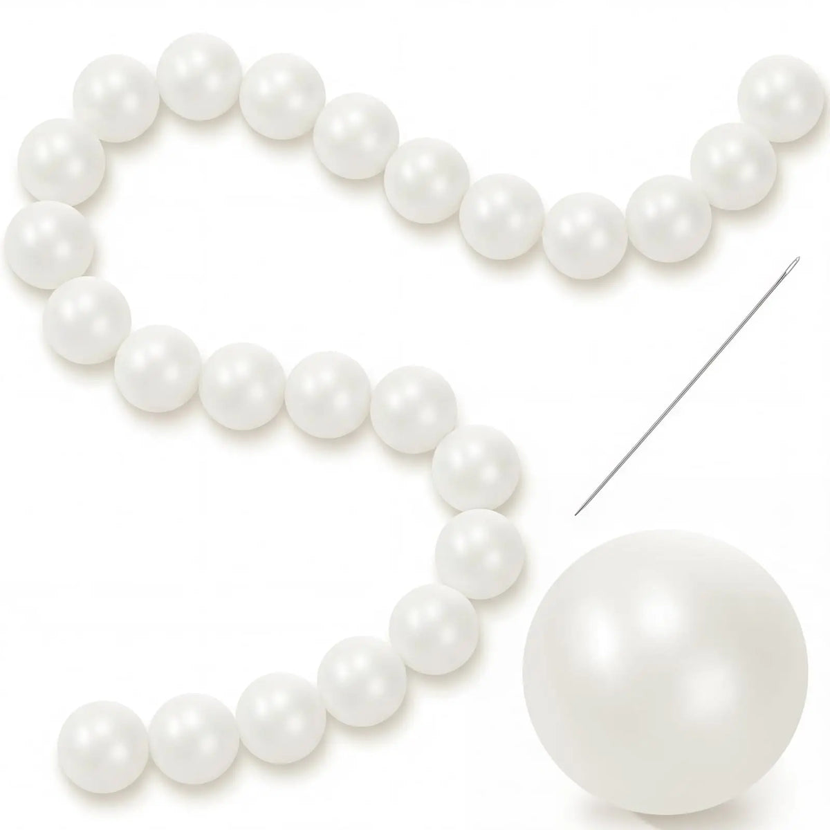 blanches opaques classiques mariage anniversaire décoration suspendue aiguille fil rondes lisses 100pcs 15m