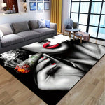 tapis artistique noir blanc lèvres rouges fumée dollars entrée maison salonhôtel campement voyage porteintérieur