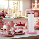 support serviettes papier bois rose moderne nœud clips salle bain cuisine