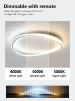 Luminaire LED moderne blanc ovale anneau concentrique frosted minimaliste