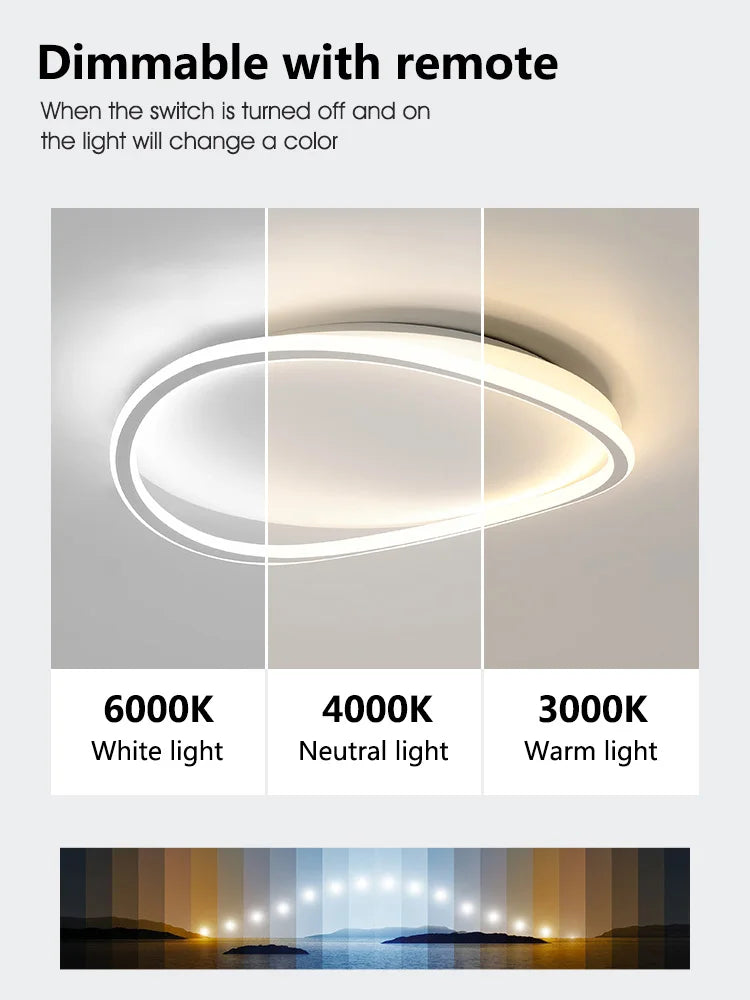 Luminaire LED moderne blanc ovale anneau concentrique frosted minimaliste