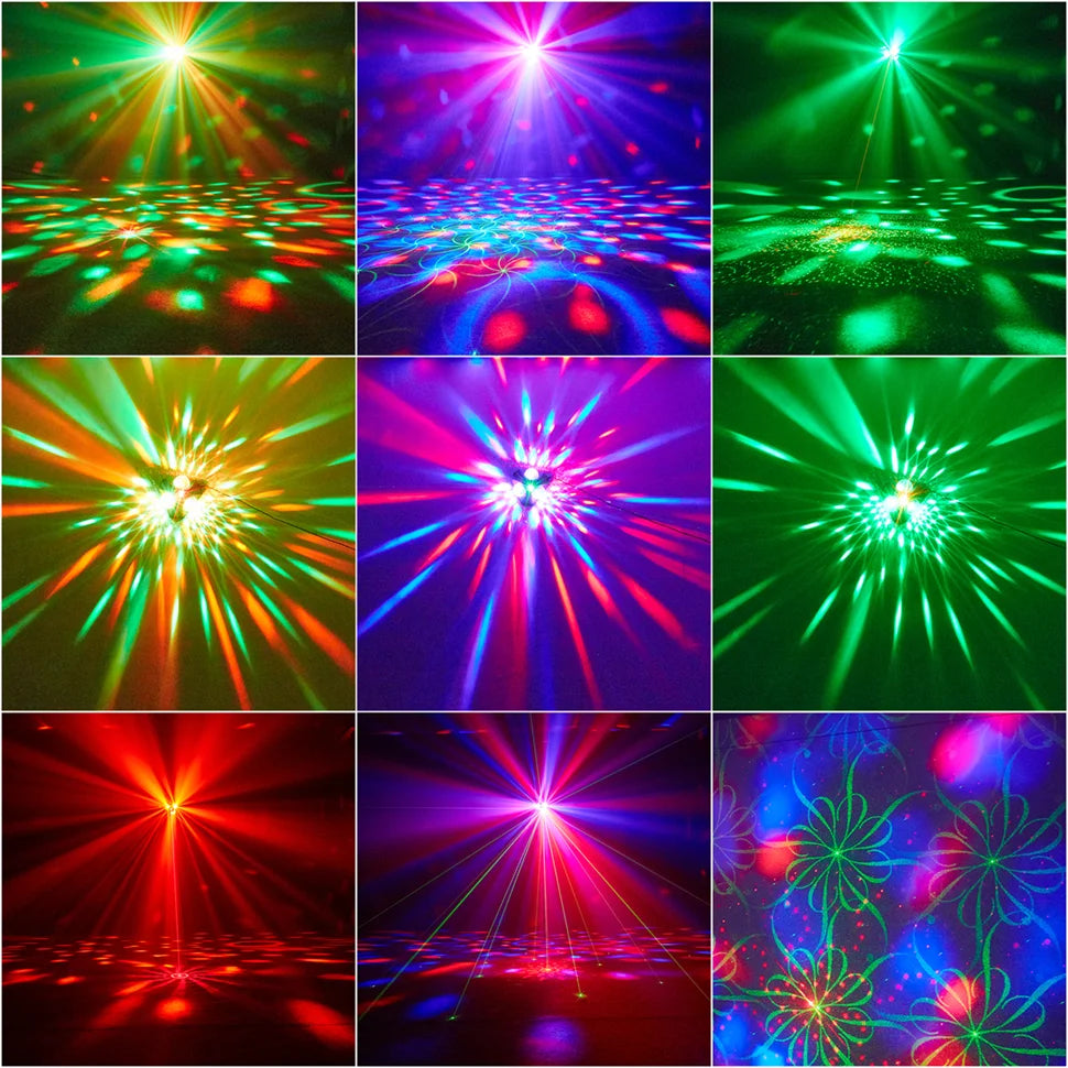 projecteur laser moderne compact disco boule effet stroboscope lumière noire transparent festive decoration